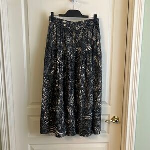 Ulla Johnson blackbird Black and Cream Midi Skirt